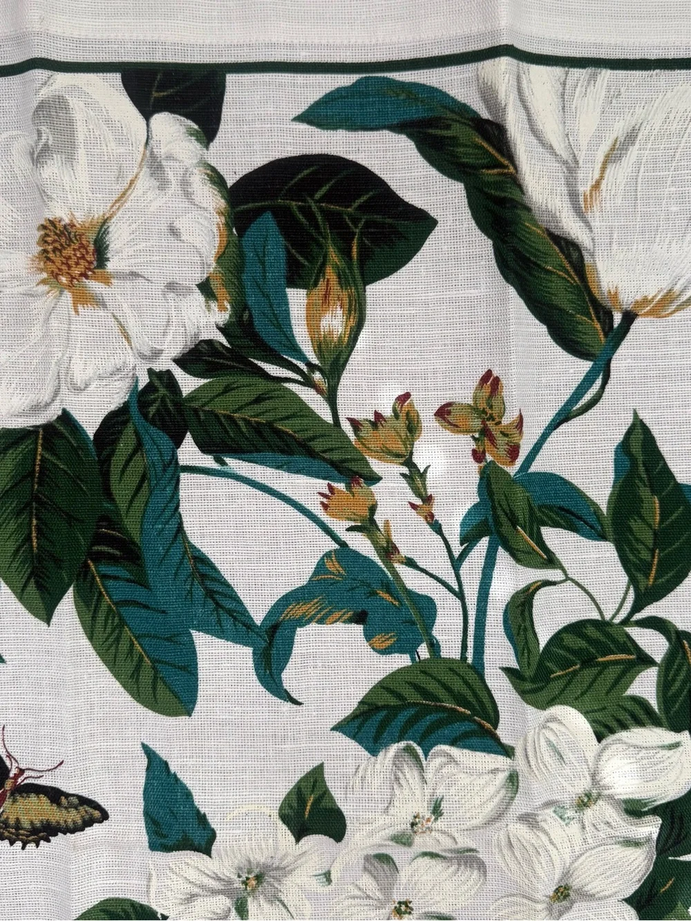 Colonial Williamsburg Floral Magnolia White & Green Botanical Tea Kitchen Towel